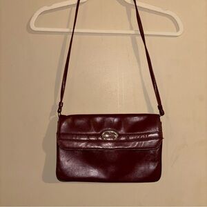 Vintage Etienne Aigner Bordeaux Red Leather Flap Snap Closure Shoulder Bag